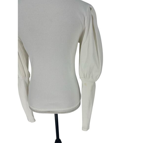 Veronica Beard Lyon Puff Sleeve Top in White - Picture 6 of 13